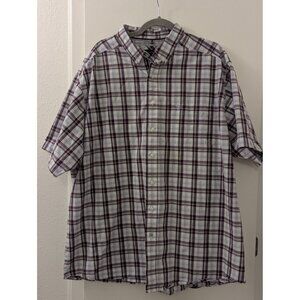 Ariat Mens Purple Plaid Button-Up Short Sleeve Shirt Size XL Cotton Western